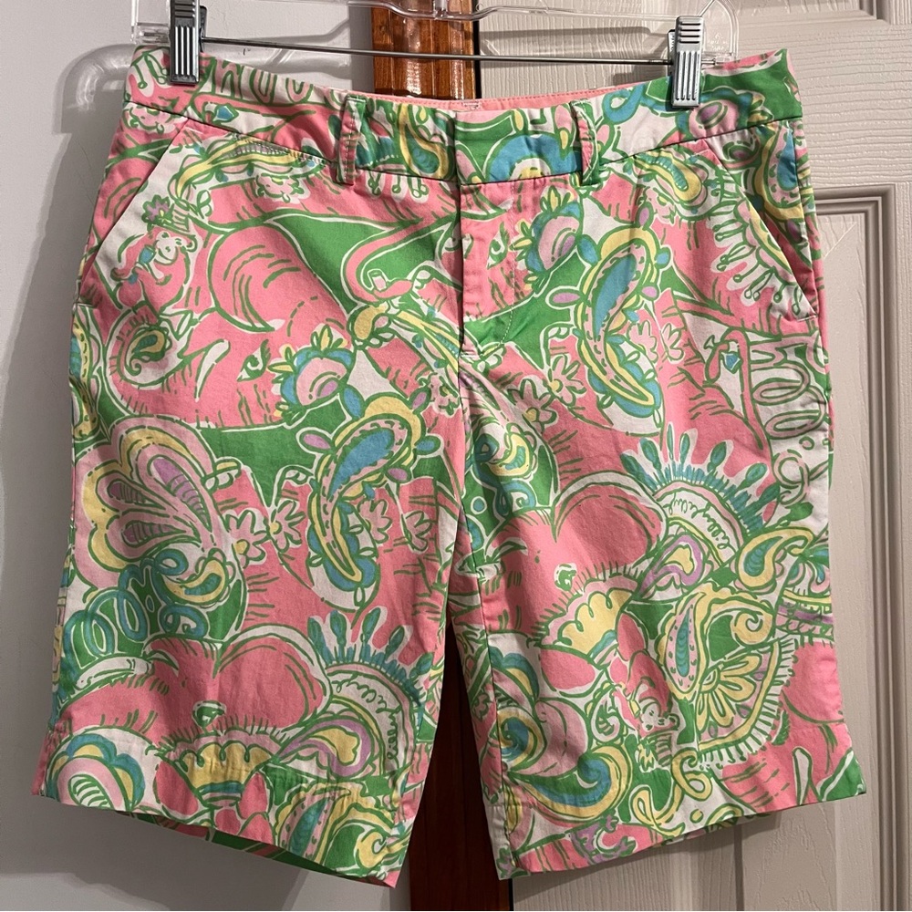 Lilly Pulitzer The Avenue Animal Print Stretch Chino Bermuda Shorts
